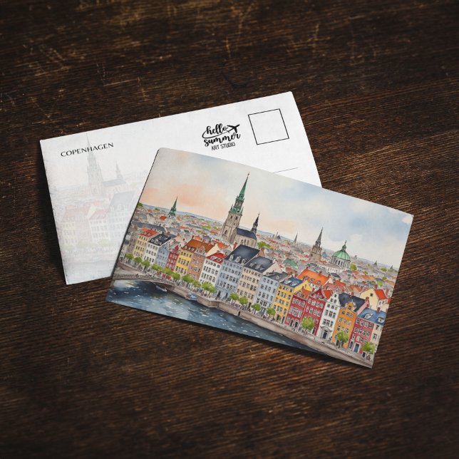 Carte Postale Copenhagen Danemark Watercolor (Créateur téléchargé)