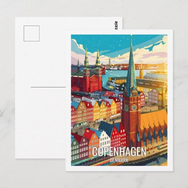 Carte Postale Copenhague Danemark célèbre Travel Place (Devant / Derrière)