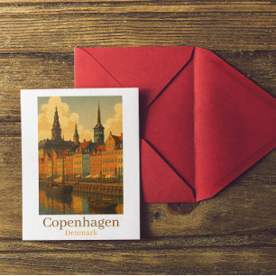 Carte Postale Copenhague Danemark Retro Travel