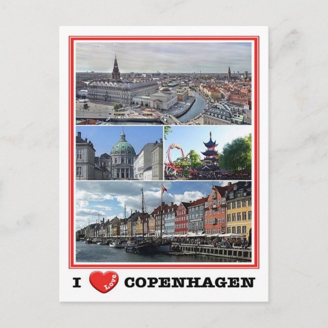 Carte Postale Copenhague - I Love - (Devant)
