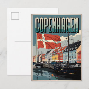 Carte Postale Copenhague vintage Danemark maisons colorées cadea
