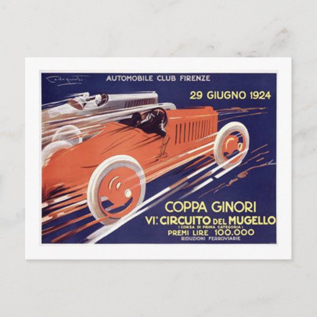 Carte Postale Coppa Ginori Auto Club Firenze (Devant)