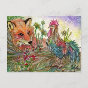 Carte Postale Coq Et Renard