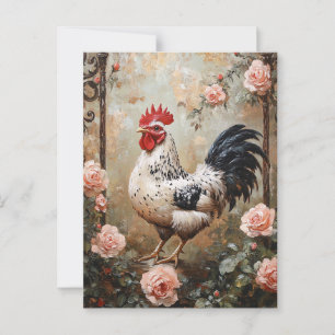 Carte Postale Coq Spectré Parmi Les Roses Roses Roses Roses