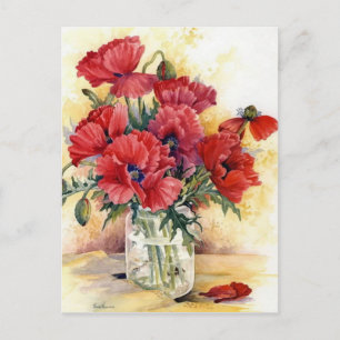 Carte postale - Coquelicots dans un pot