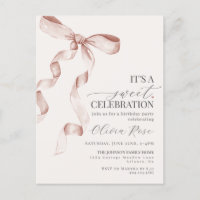 Coquette Beige Bow Girl Anniversaire Fête Invitati