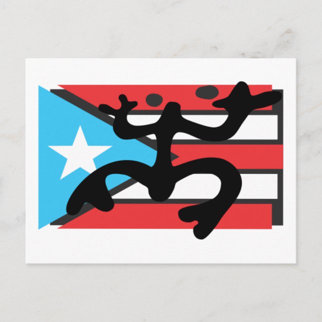 Carte Postale Coqui taíno sobre bandera de Porto Rico (Devant)
