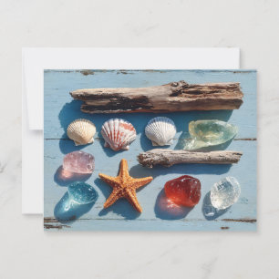Carte Postale Coquillages de bois flotté Starfish et verre de me