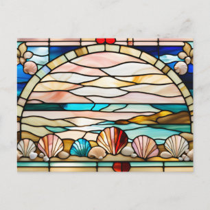 Carte Postale Coquillages en verre coloré illustration abstraite