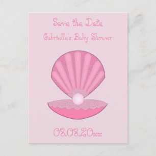 Carte Postale Coquille d'huîtres pour fille rose et perle person
