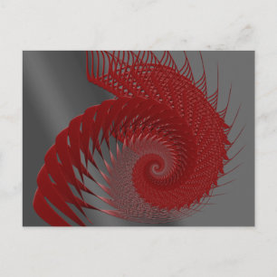 Carte Postale Coquille mécanique. Art numérique rouge et gris.