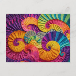 Carte Postale Coquilles chromatiques : Mosaïque spirale vibrante