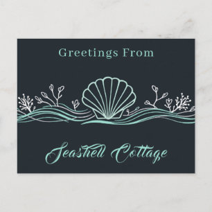 Carte Postale Coquilles sur fond vert foncé