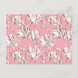 Carte Postale Corail, coquillages blancs et roses, arrière - pla