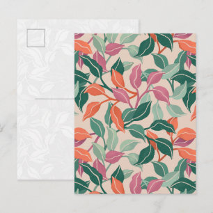 Carte Postale Corail vert feuille tropicale botanique chic frais