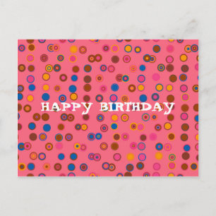 Carte Postale Coral rose bubblegum géométrique Joyeux anniversai