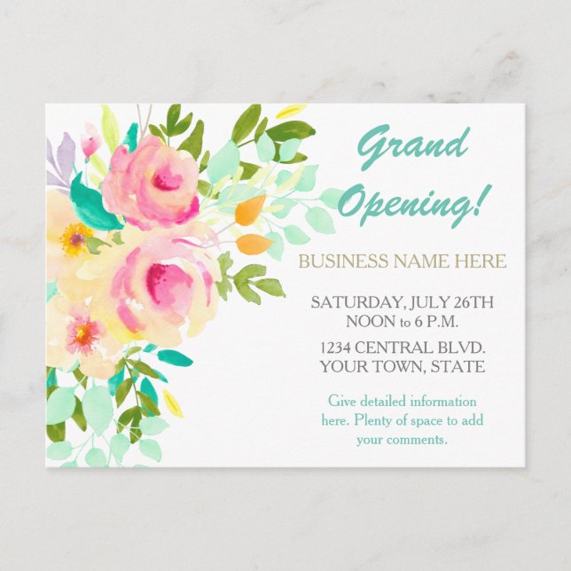 Carte Postale Coral Rose Floral Événement Business Promotion (Devant)