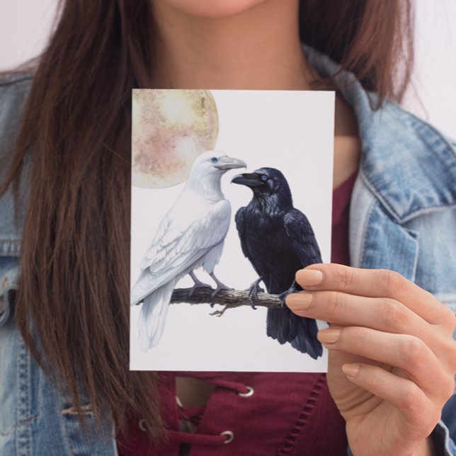 Carte Postale Corbeau blanc et noir (Créateur téléchargé)