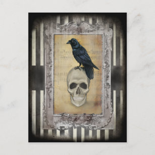 Carte Postale Corbeau et crâne