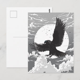 Carte Postale Corbeau et Lune