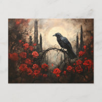 Corbeau gothique aux roses rouges foncées