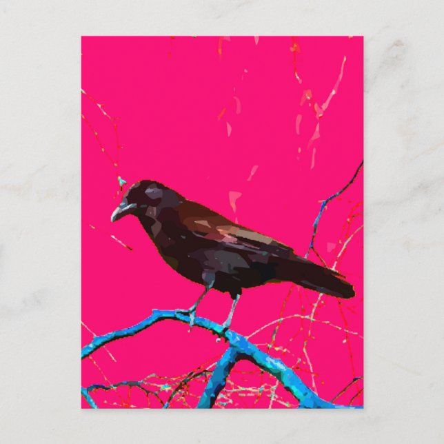 Carte Postale Corbeau rose chaud (Devant)