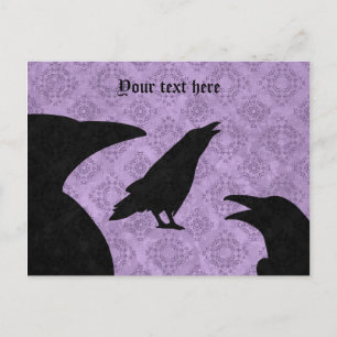 Carte Postale corbeaux gothiques noirs et violets