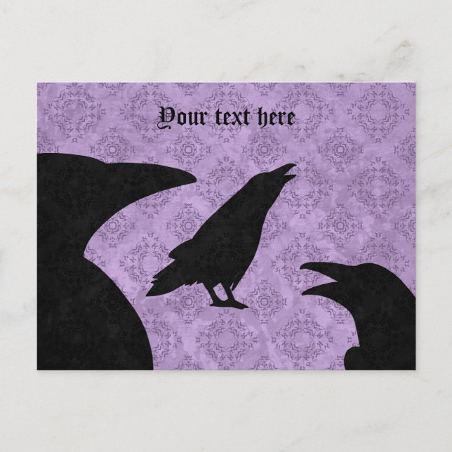 Carte Postale corbeaux gothiques noirs et violets (Devant)