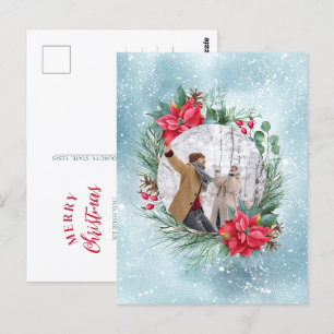 Carte Postale Corbeille florale de la famille de photos de Noël