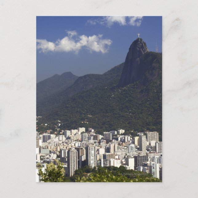 Carte Postale Corcovado surplombant Rio de Janeiro, Brésil (Devant)