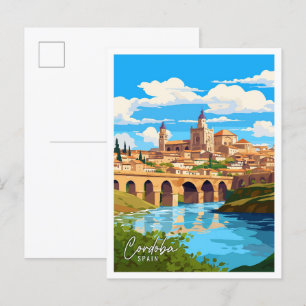 Carte Postale Cordoue Espagne Illustration de voyage Art vintage