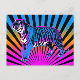 Carte Postale Corey Tiger 80s Rétro Tigre Soleil Levant