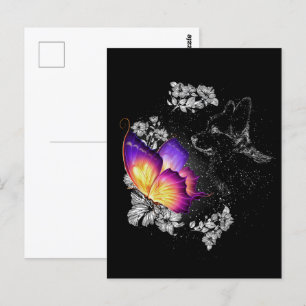 Carte Postale Corgi Avec Chien Papillon Dans Le Ciel Jour commém