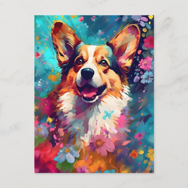 Carte Postale Corgi couleur (Devant)