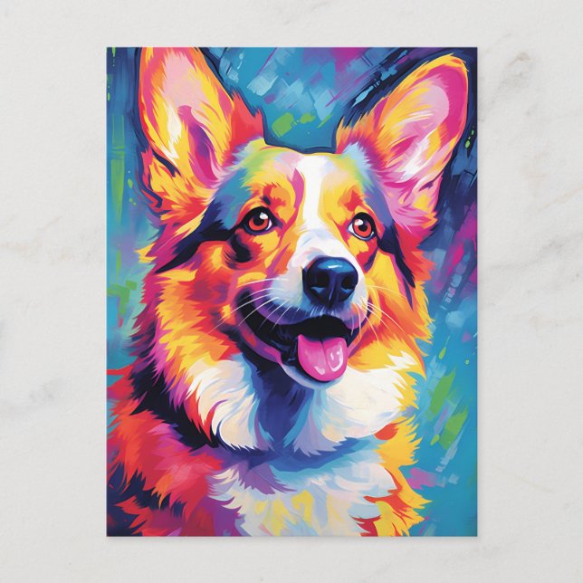 Carte Postale Corgi couleur (Devant)