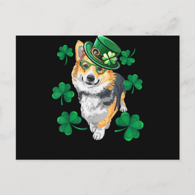 Carte Postale Corgi de la Saint Patrick (Devant)