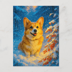 Carte postale Corgi mignonne Joyeux Arbre de Noël