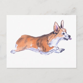Carte Postale Corgi peinture à la suie de vol