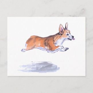 Carte Postale Corgi peinture à la suie de vol