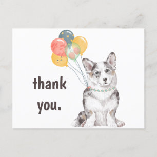 Carte Postale Corgi personnalisable Anniversaire Merci de fête