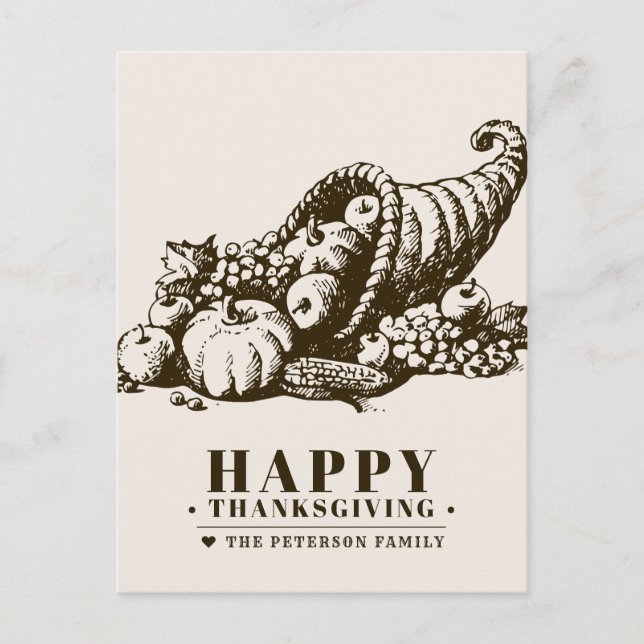 Carte Postale Corne de Plenty | Thanksgiving (Devant)