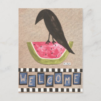 Carte Postale Corneille folk sur Watermelon