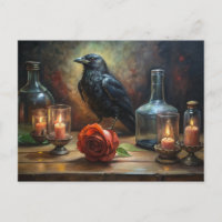 Corneille gothique, bougies et Rose