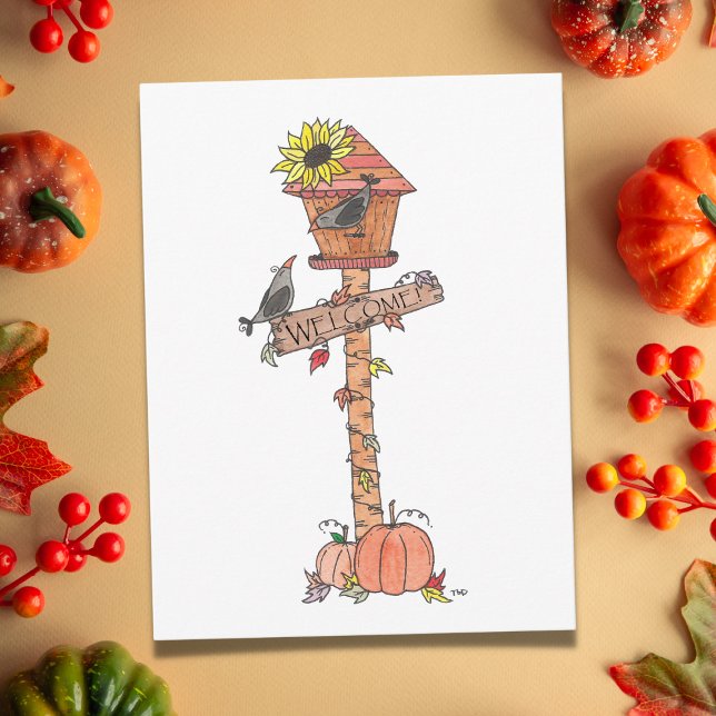 Carte Postale Corneilles en automne Birdhouse Tournesol et Citro (Créateur téléchargé)