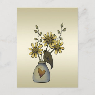 Carte Postale Corneilles primitives Fleurs de soleil