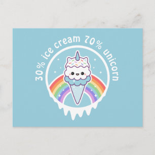 Carte Postale Cornet de crème glacée de licorne