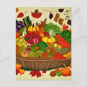 Carte Postale Cornucopie pleine de légumes