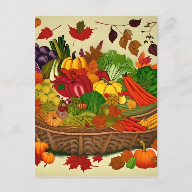 Carte Postale Cornucopie pleine de légumes (Devant)
