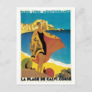 Carte Postale Corse vintage par les annonces de voyage en train