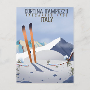 Carte Postale Cortina d'Ampezzo Italie poster ski Art Print
